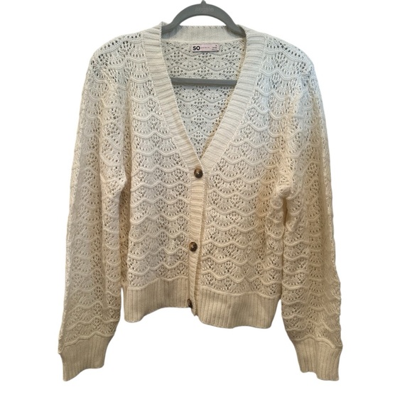 SO Women's Ivory Button-Up Cardigan Fall Layer Neutral Cozy Sz XL - Picture 1 of 10
